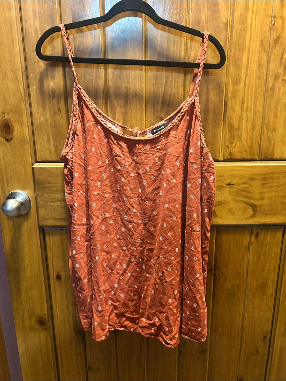 torrid rust orange floral braided-strap tank